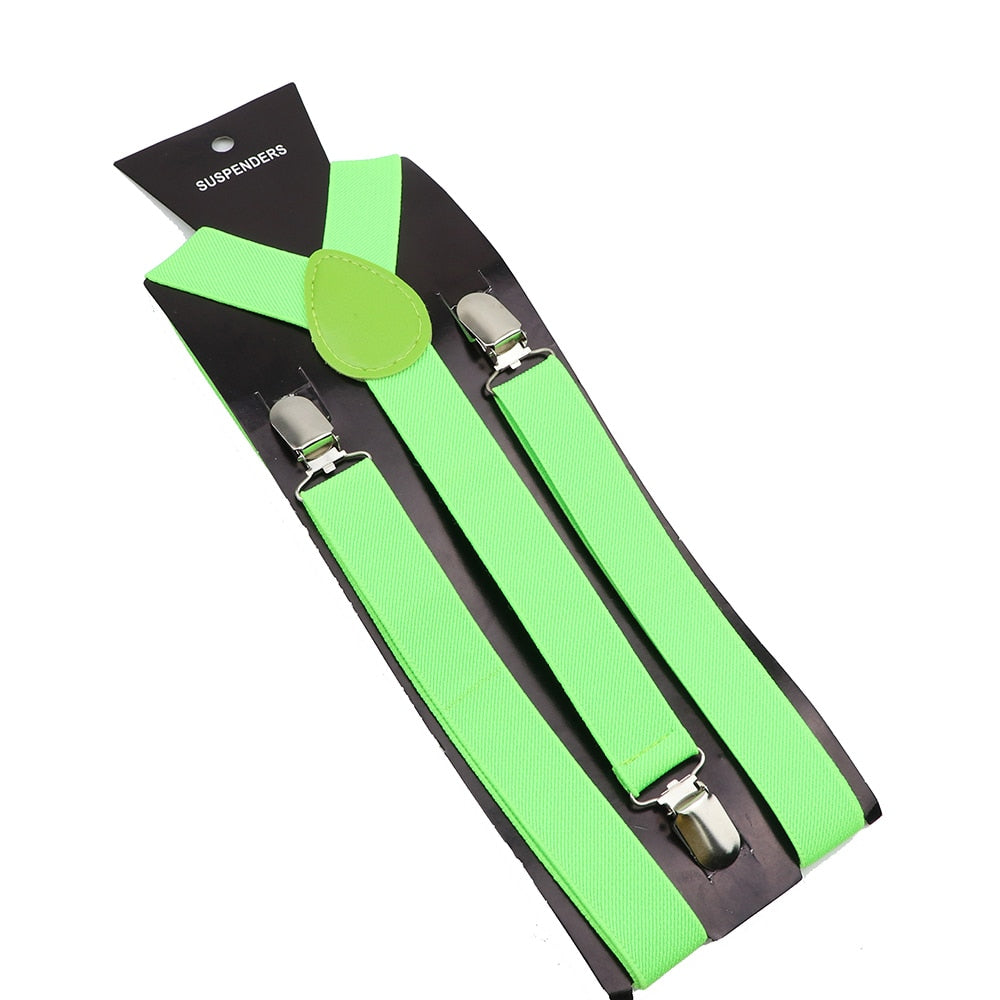 Solid Color Elastic Leather Suspenders Braces Men Women Black Blue Red Adjustable Straps For Wedding Suit Skirt Accessories Gift - Hiccupzz