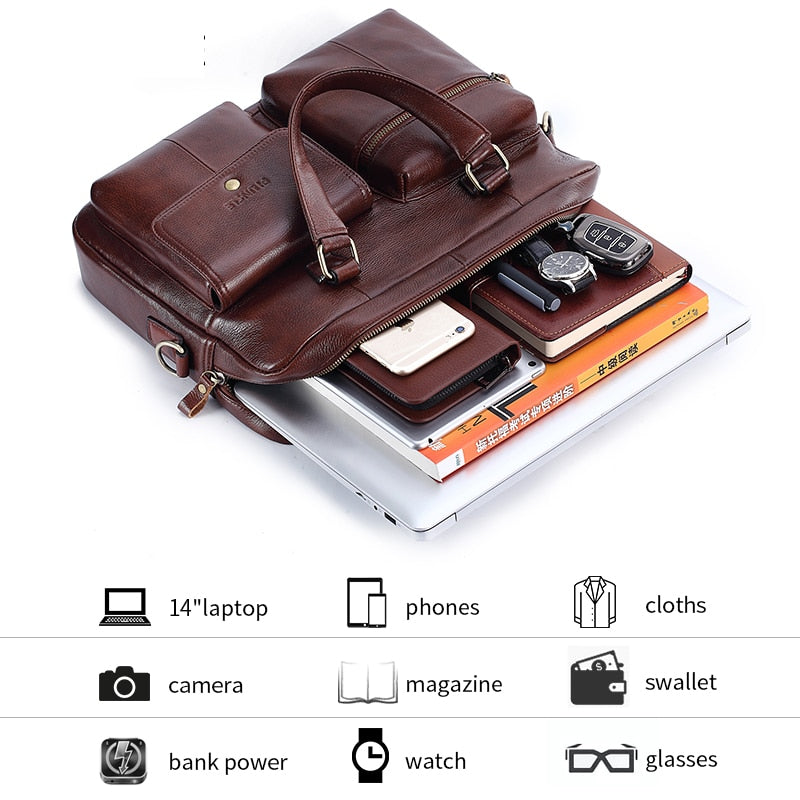 Genuine Leather Handbag Large Business Travel - Hiccupzz