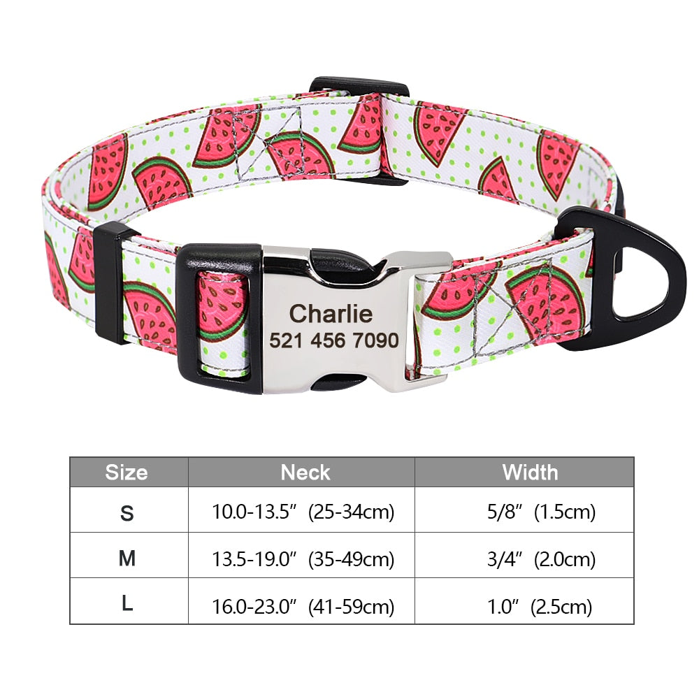 Personalized Dog Accessories Collar Nylon Printed Pet Puppy Collar Dog ID Collars Free Engraved ID for Small Medium Large Dogs - Hiccupzz