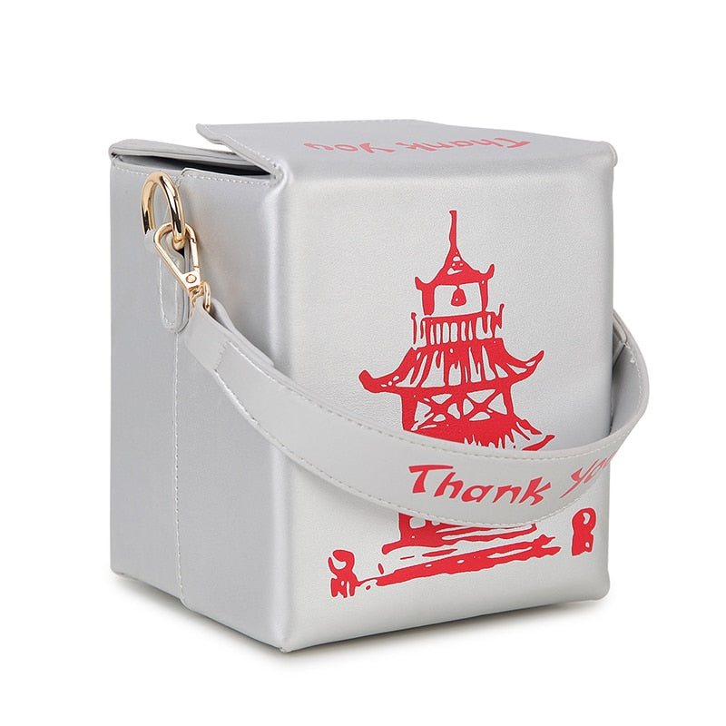 Chinese Takeout Box Purse Pu Leather Women Handbag Fashion Crossbody Bag Shoulder Chain Bag for Girl Bucket Bag - Hiccupzz
