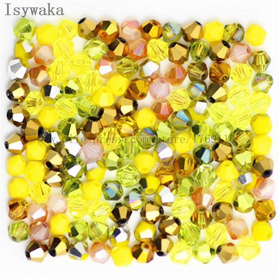 Multicolor 100pcs 4mm Bicone Austria Crystal Beads for DIY Jewelry Making - Hiccupzz