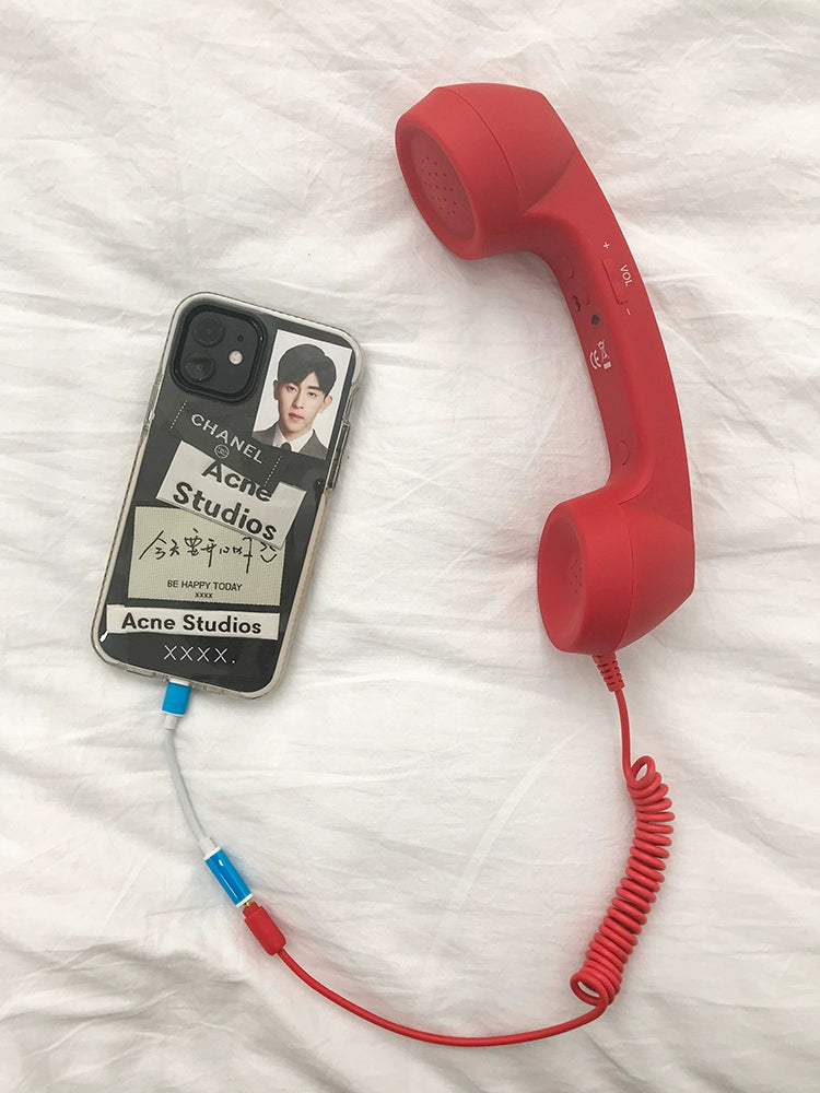 Creative Earphone Grid Red Style Adjustable Volume Intercom Phone - Hiccupzz