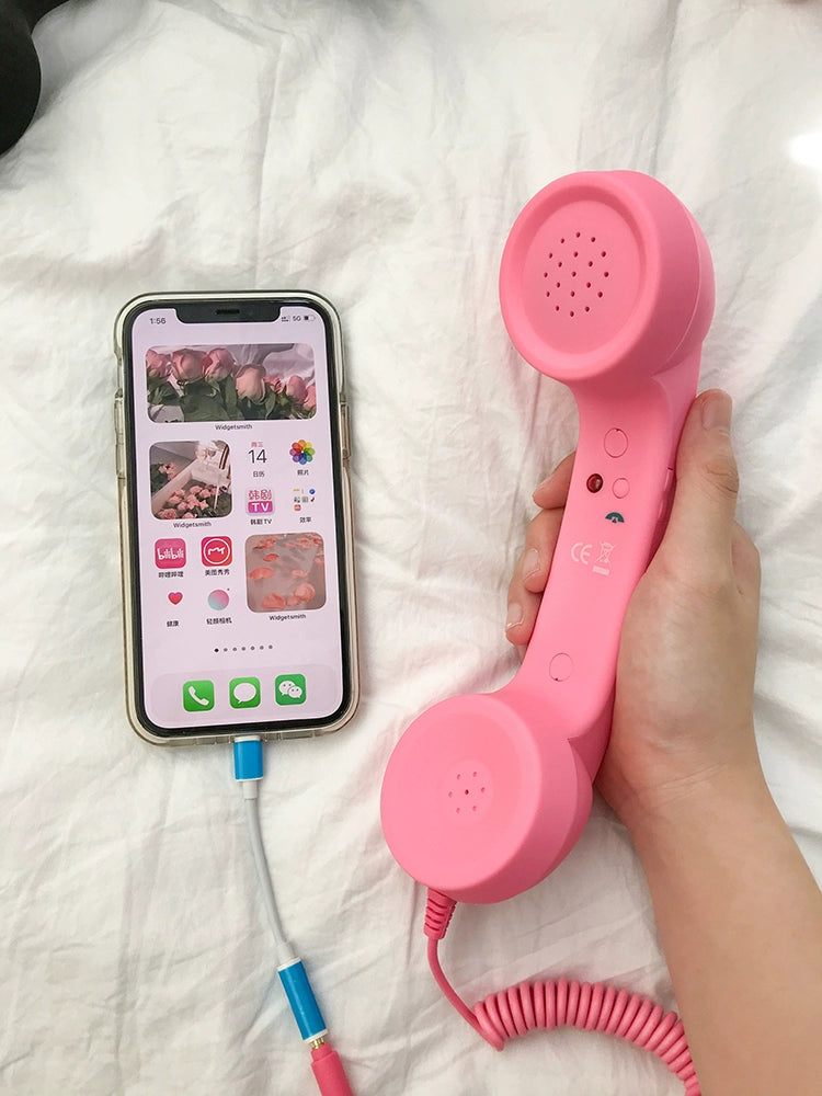 Creative Earphone Grid Red Style Adjustable Volume Intercom Phone - Hiccupzz