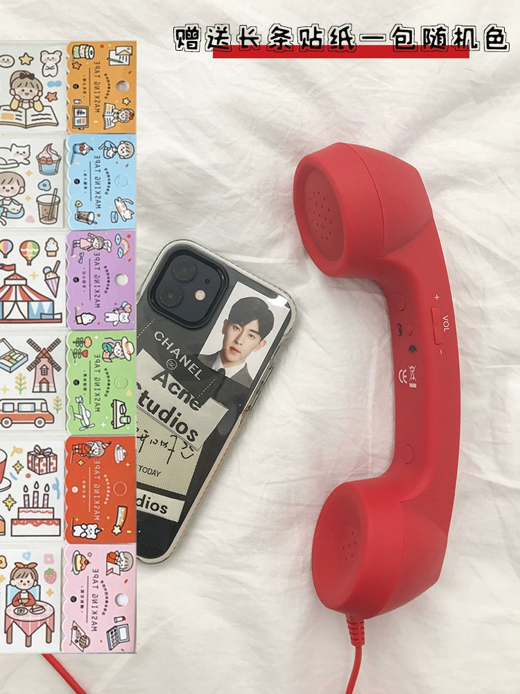 Creative Earphone Grid Red Style Adjustable Volume Intercom Phone - Hiccupzz