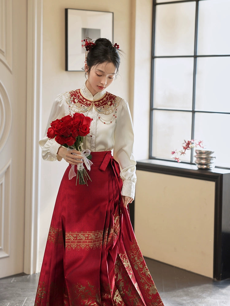 July Xi Xi Xi Yun Shoulder Horse-Face Skirt Han Chinese Clothing - Hiccupzz