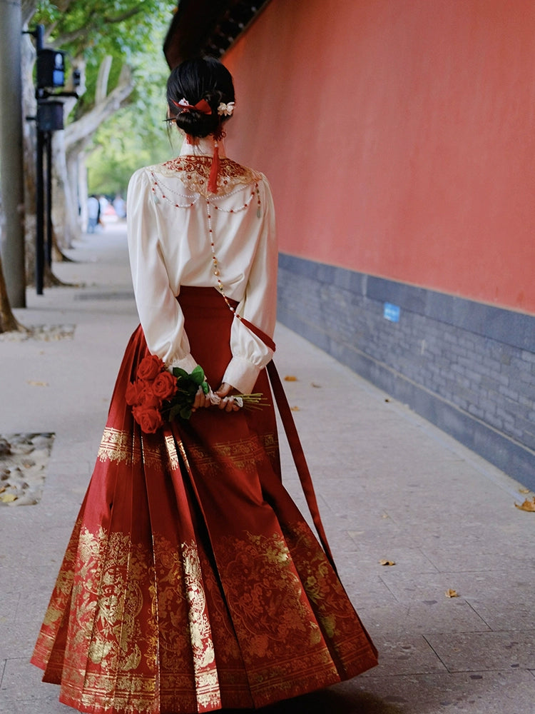 July Xi Xi Xi Yun Shoulder Horse-Face Skirt Han Chinese Clothing - Hiccupzz