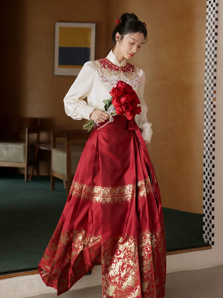 July Xi Xi Xi Yun Shoulder Horse-Face Skirt Han Chinese Clothing - Hiccupzz