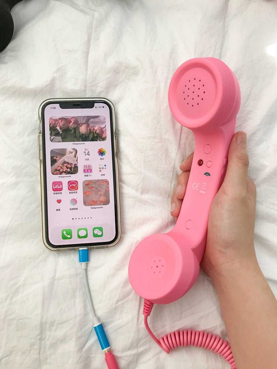 Creative Earphone Grid Red Style Adjustable Volume Intercom Phone - Hiccupzz
