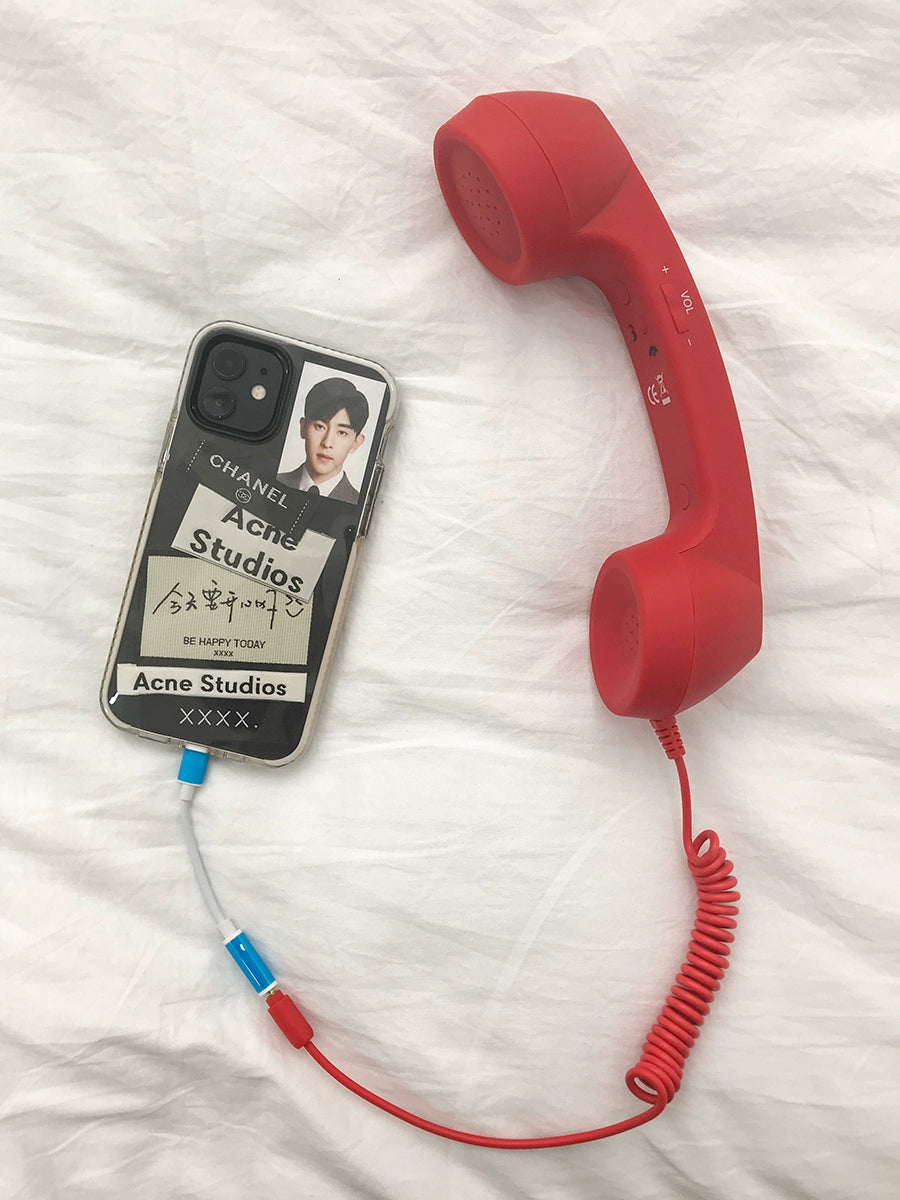 Creative Earphone Grid Red Style Adjustable Volume Intercom Phone - Hiccupzz