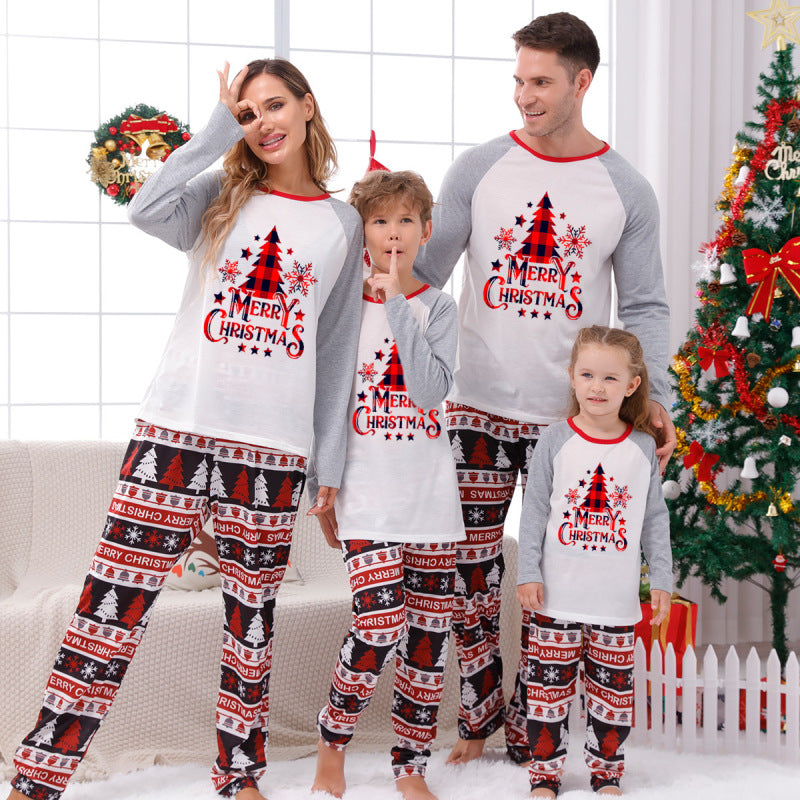 Home clothes Christmas home clothes parent-child suit plaid patchwork print home clothes - Hiccupzz