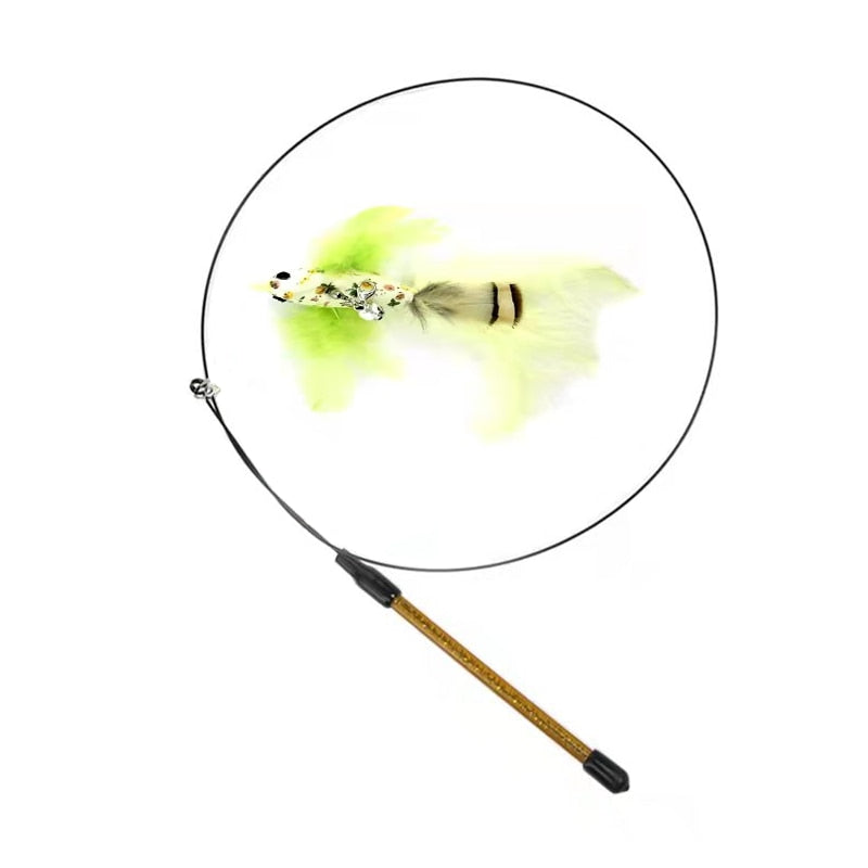 Simulation Bird Interactive Funny Cat Stick Toy Furry Feather Bird With Bell Sucker Cat Stick Toy Kitten Playing Toy - Hiccupzz
