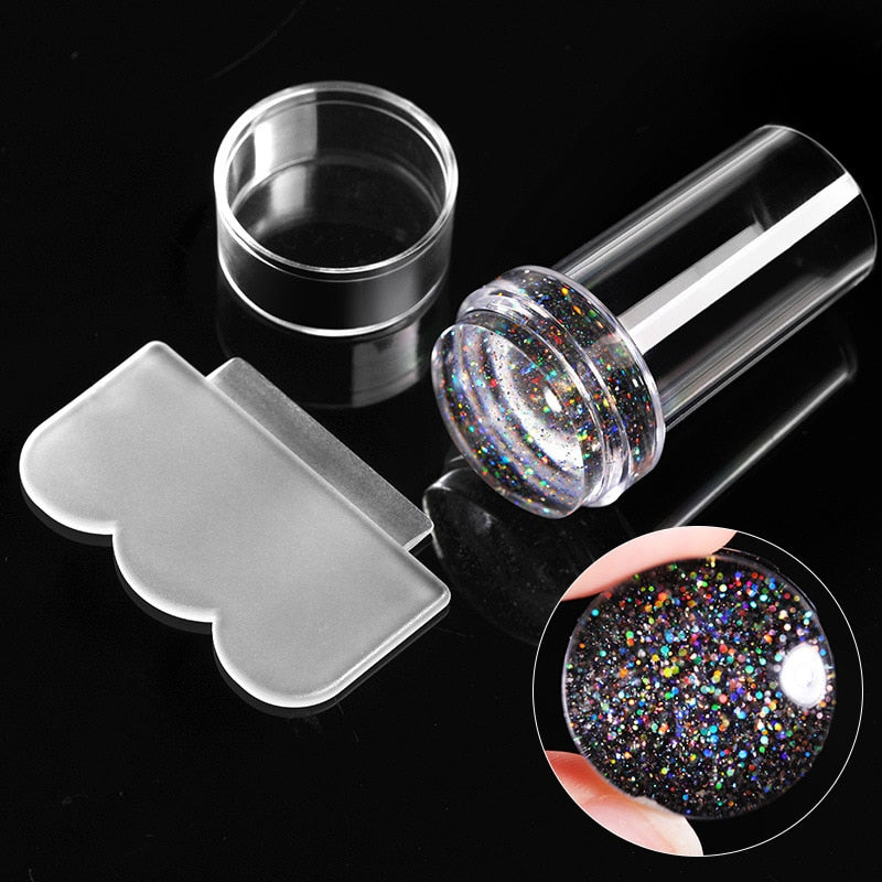 Transparent Nail Stamper with Scraper 2pcs Jelly Silicone Stamp for French Nails - Hiccupzz