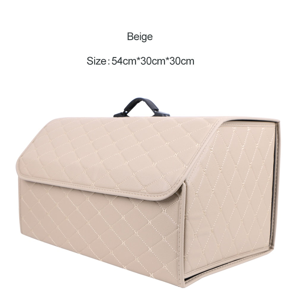 Car Trunk Organizer Box Large Capacity Auto Multiuse Tools Storage Bag Stowing Tidying Leather Folding For Emergency Storage Box - Hiccupzz