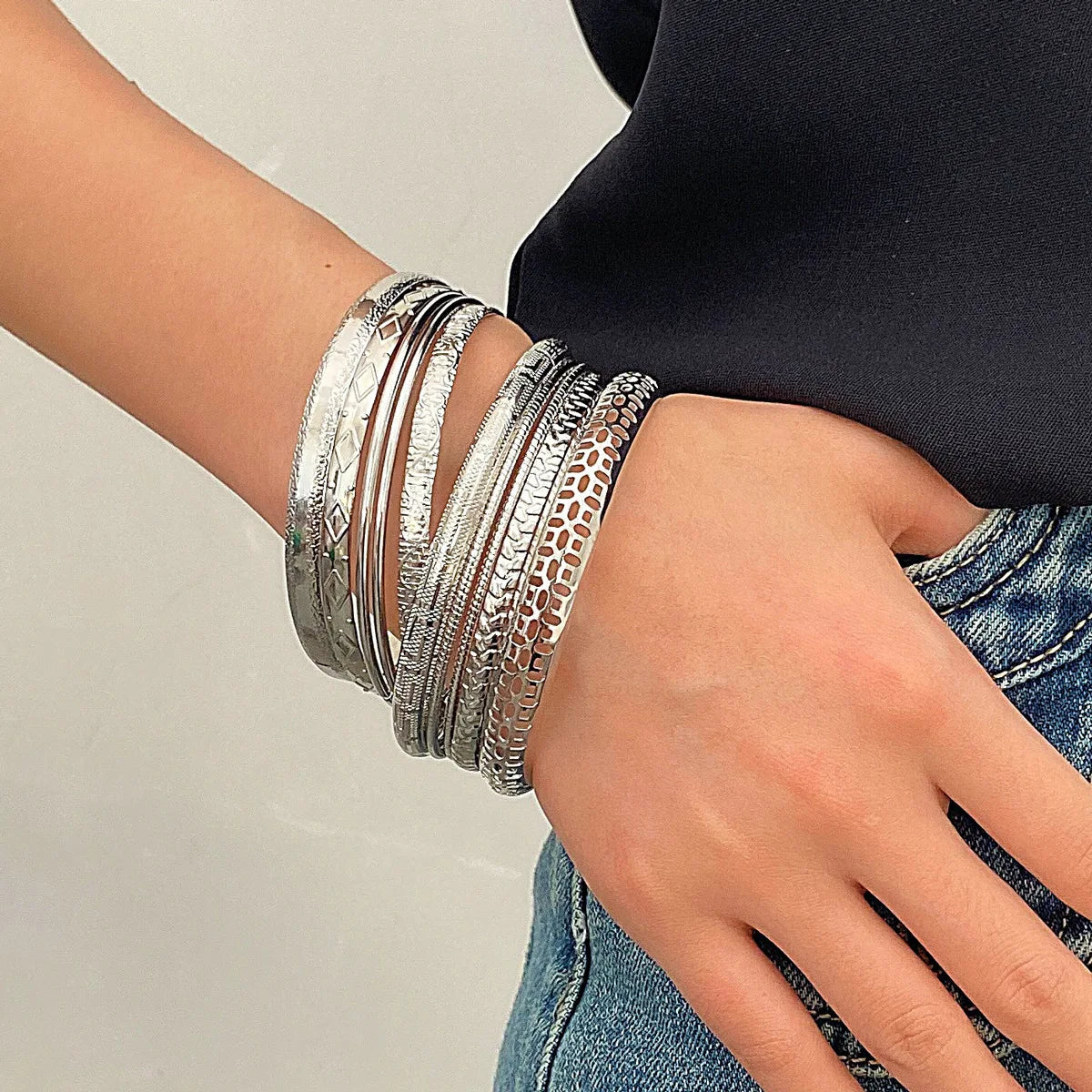 Fashion Stainless Steel Bracelets for Women Twist Texture Bangles Gold Silver Color Jewelry - Hiccupzz