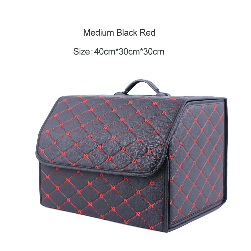 Car Trunk Organizer Box Large Capacity Auto Multiuse Tools Storage Bag Stowing Tidying Leather Folding For Emergency Storage Box - Hiccupzz