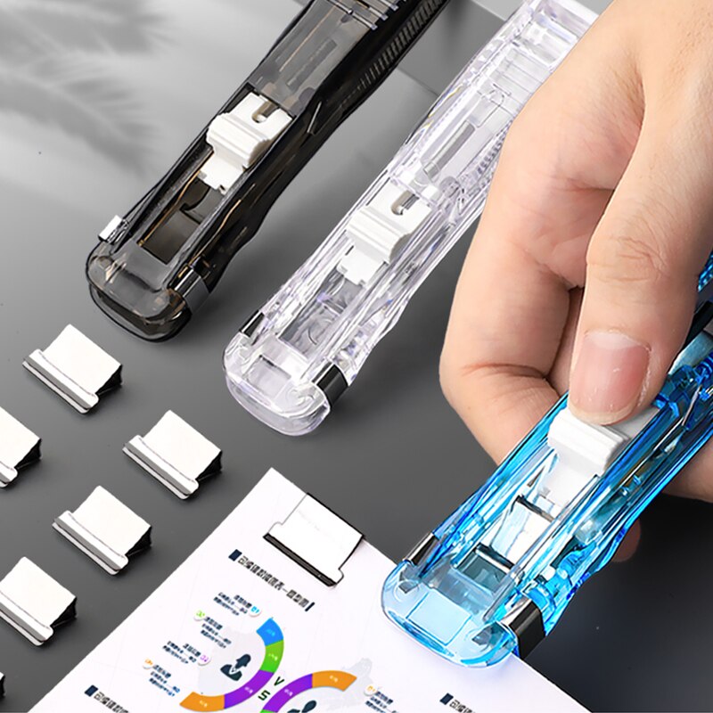 Mini Traceless Reusable Hand Clamp Push Stapler Paper Book File Office School Student Binder Binding Tools Supplies accessories - Hiccupzz