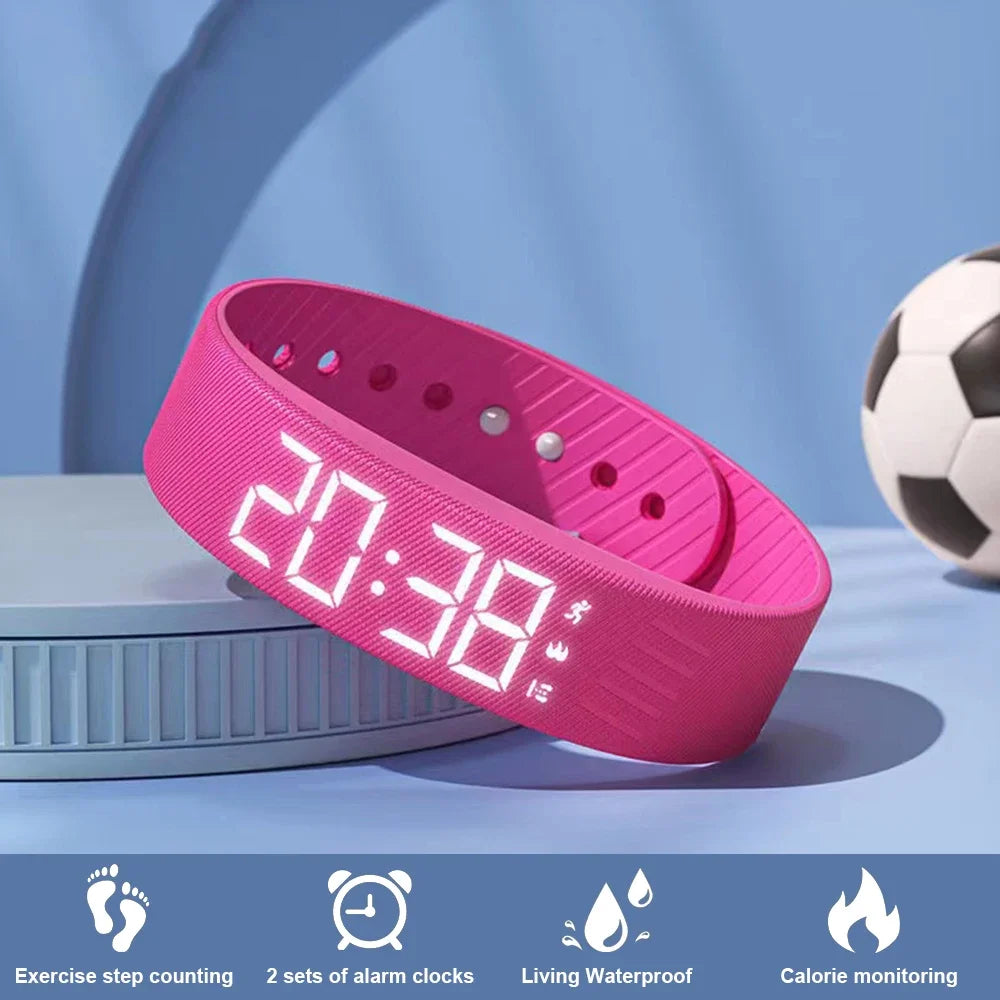 Smart sports bracelet with vibrating alarm clock running pedometer bracelet for male and female students - Hiccupzz