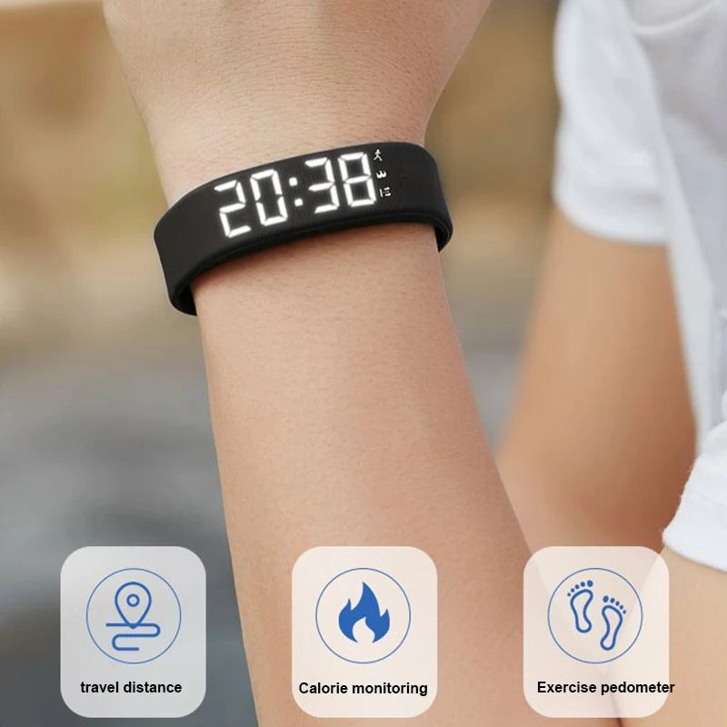 Smart sports bracelet with vibrating alarm clock running pedometer bracelet for male and female students - Hiccupzz