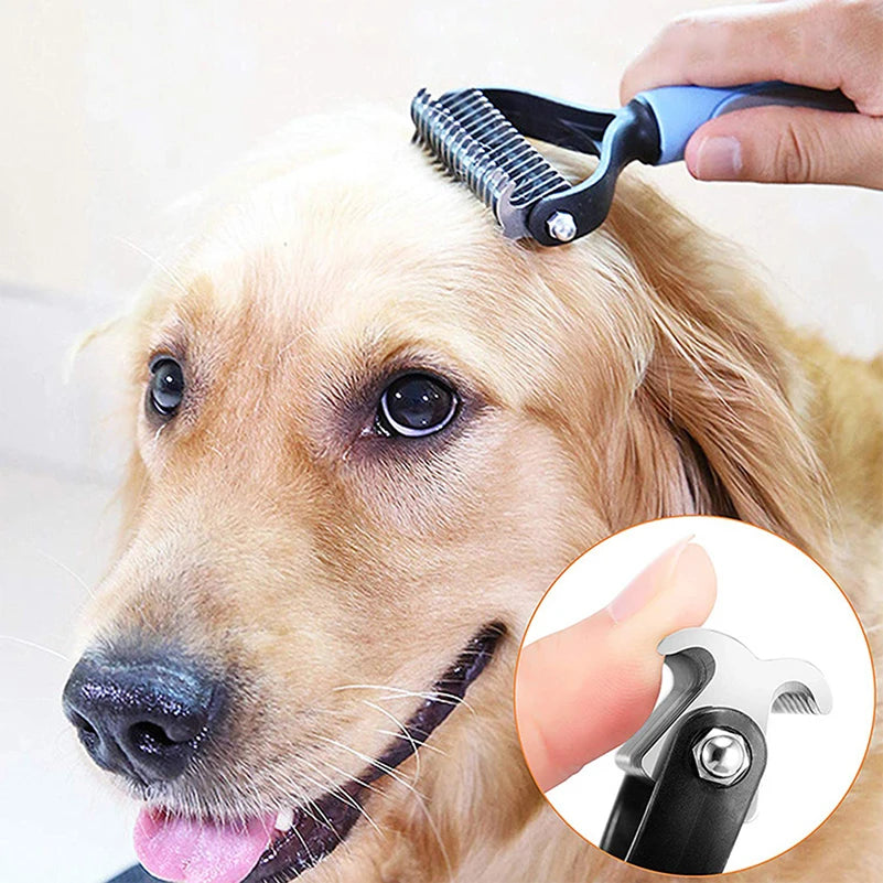 Professional Pet Deshedding Brush - Dog Hair Remover & Knot Cutter for Cats and Puppies | Grooming & Shedding Comb for Dogs - Hiccupzz