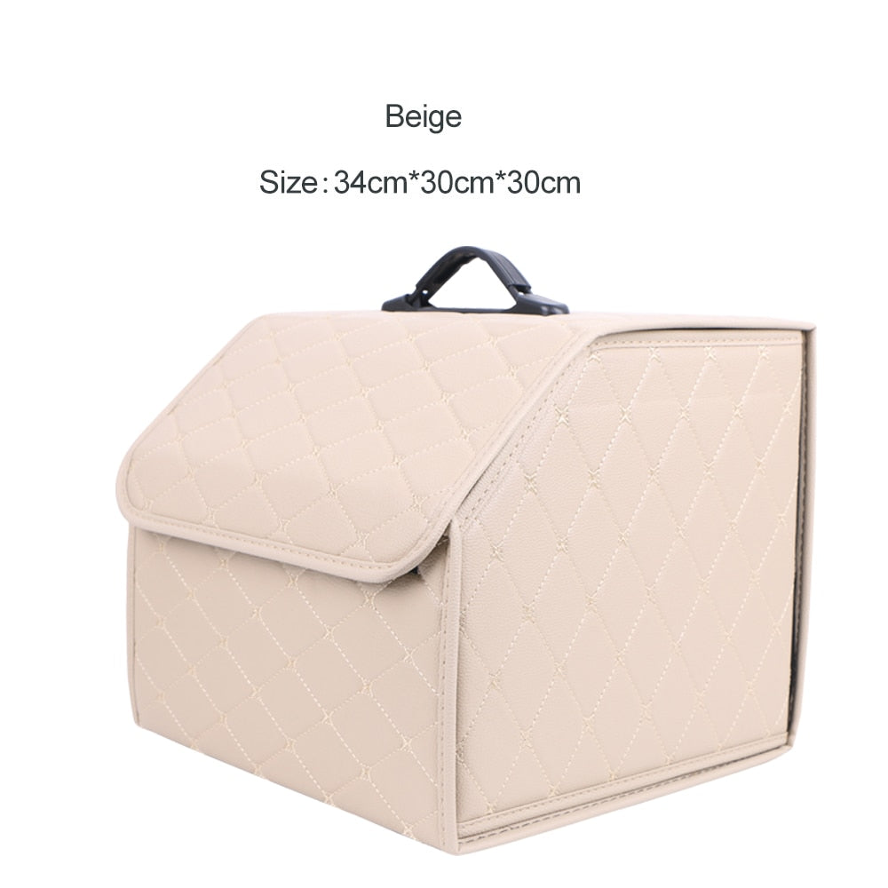 Car Trunk Organizer Box Large Capacity Auto Multiuse Tools Storage Bag Stowing Tidying Leather Folding For Emergency Storage Box - Hiccupzz