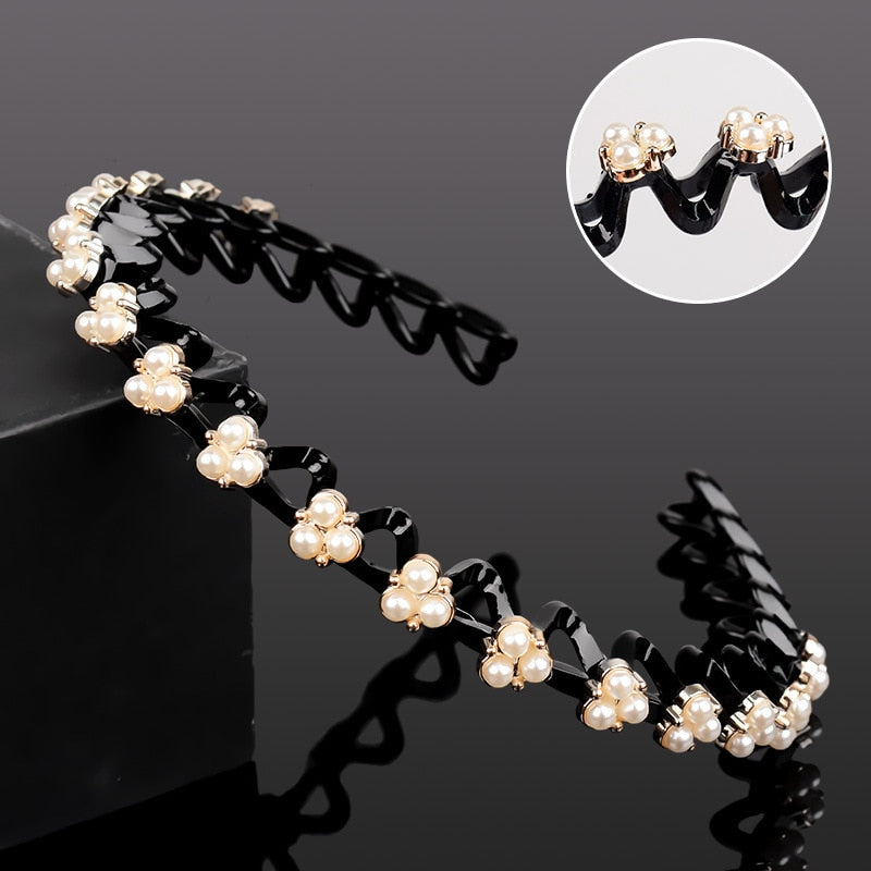 Fashion Pearl Non-Slip Rhinestone Hairbands - Hiccupzz