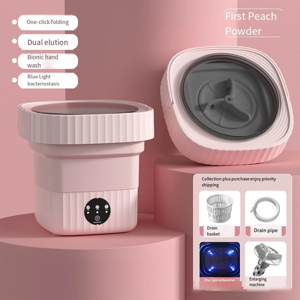 6L 11L Portable Washing Machine Folding Large Capacity Clothes Spin Dryer Bucket Travel Underwear Socks Ultrasonic Mini Washer - Hiccupzz