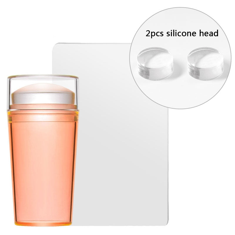 Transparent Nail Stamper with Scraper 2pcs Jelly Silicone Stamp for French Nails - Hiccupzz