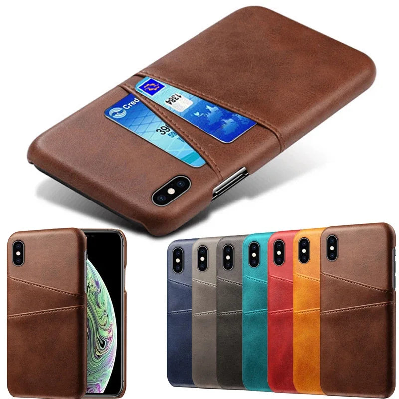 Pu Leather Wallet Card Holder Phone Case For iPhone 15 14 13 12 Mini 11 Pro XS Max XR X 8 7 Plus SE 2022 2020 Plastic Cover - Hiccupzz