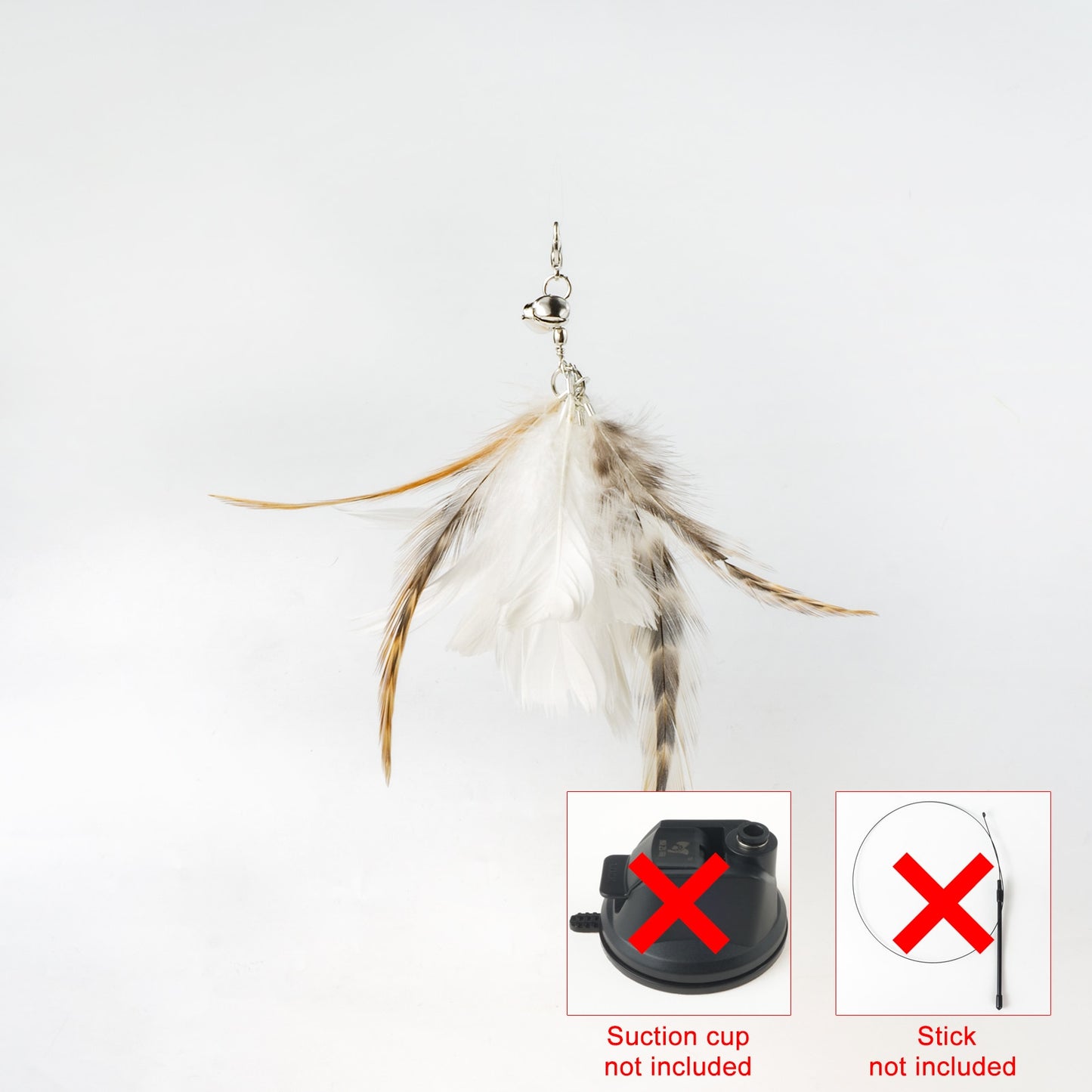 Handfree Bird/Feather Cat Wand with Bell Powerful Suction Cup Interactive Toys for Cats Kitten Hunting Exercise - Hiccupzz