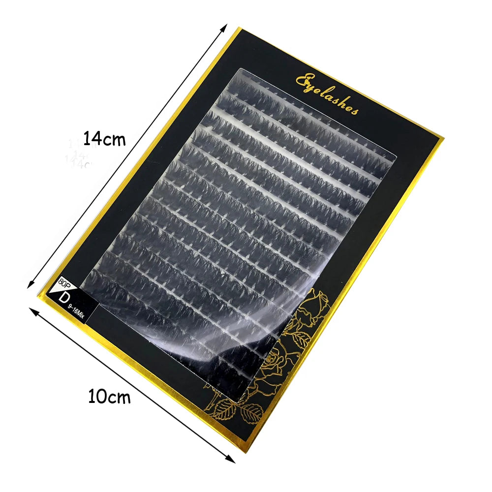 Mixed Tray Individual Lashes (30D, 40D, 60D, 80D) - 3D Russian Volume Eyelashes, Soft Natural Mink Lash Clusters, False Eyelashes - Hiccupzz