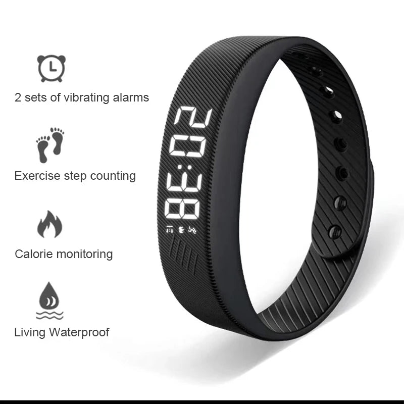 Smart sports bracelet with vibrating alarm clock running pedometer bracelet for male and female students - Hiccupzz