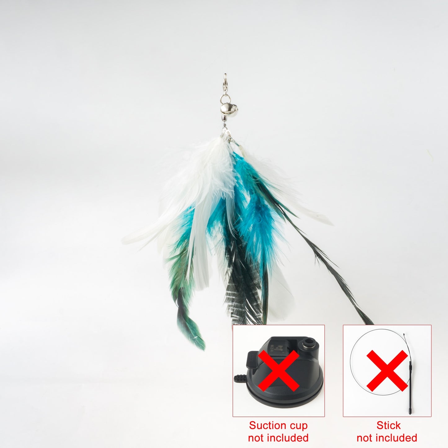 Handfree Bird/Feather Cat Wand with Bell Powerful Suction Cup Interactive Toys for Cats Kitten Hunting Exercise - Hiccupzz