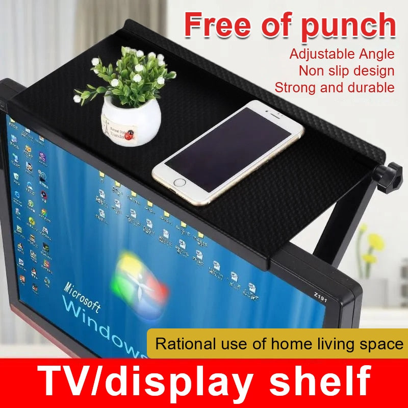 TV Screen Top Storage Shelf Adjustable Monitor Storage Rack Computer Desktop Display Stand TV Router Storage Rack Home Organizer - Hiccupzz