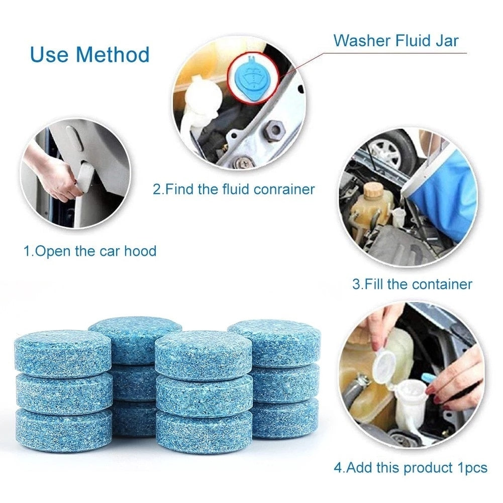 5/10/20/40/100Pcs Solid Cleaner Car Windscreen Wiper Effervescent Tablets Glass Toilet Cleaning Car Accessories - Hiccupzz