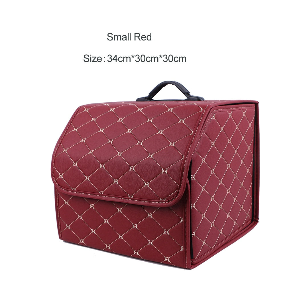 Car Trunk Organizer Box Large Capacity Auto Multiuse Tools Storage Bag Stowing Tidying Leather Folding For Emergency Storage Box - Hiccupzz