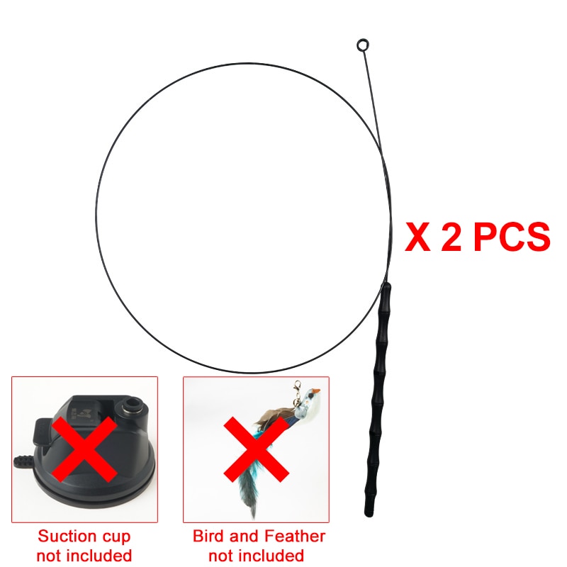 Handfree Bird/Feather Cat Wand with Bell Powerful Suction Cup Interactive Toys for Cats Kitten Hunting Exercise - Hiccupzz