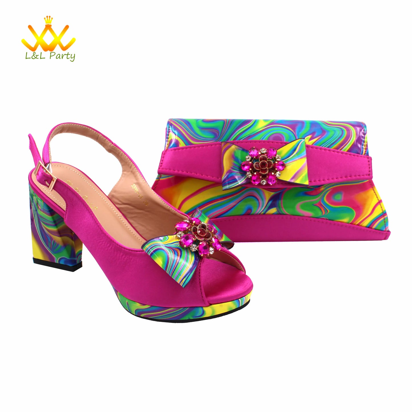 Appliques Specials Italian Design Nigerian Women Shoes Matching Bag Set in Red Color INS Hot Sale Sandals - Hiccupzz