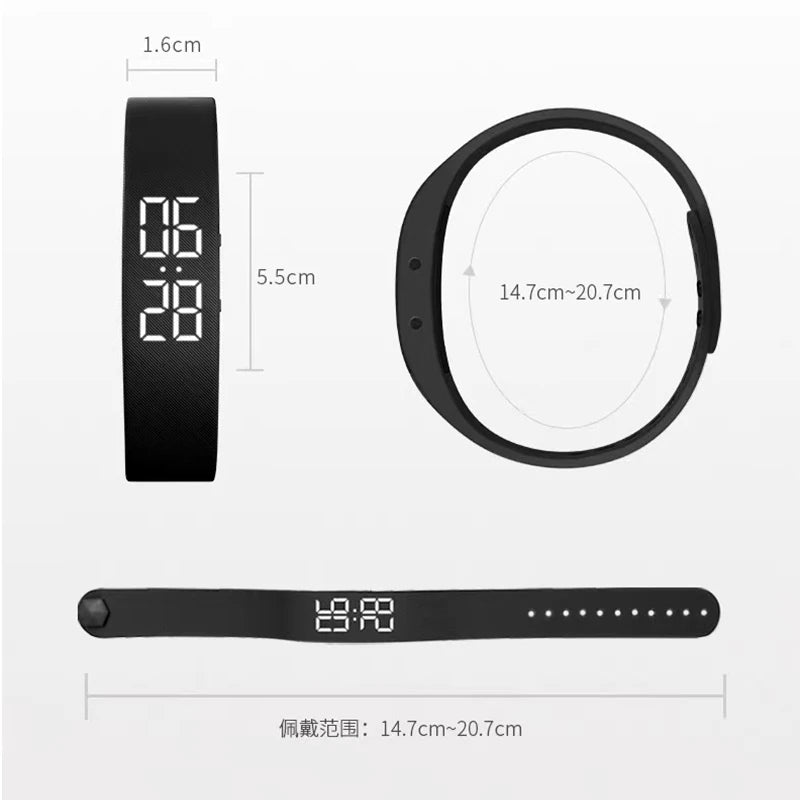 Smart sports bracelet with vibrating alarm clock running pedometer bracelet for male and female students - Hiccupzz