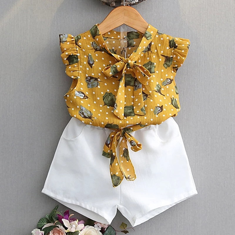 Kids Girls Clothing Sets Summer New Style Brand  Baby Girls Clothes Short Sleeve T-Shirt+Pant Dress 2Pcs Children Clothes Suits - Hiccupzz