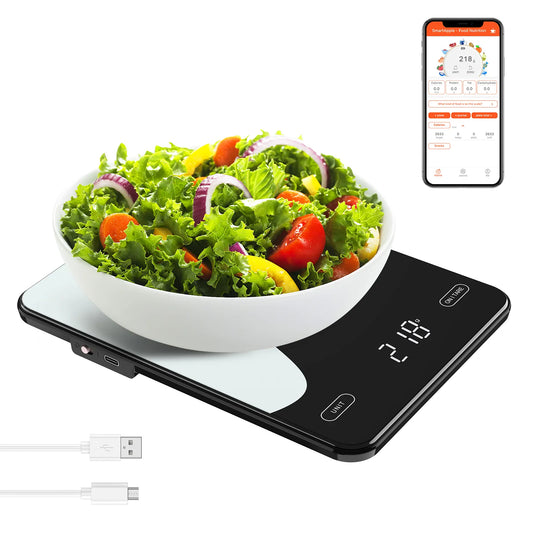 Digital Food Scale 10kg Smart Kitchen Scales with Nutrition Calculator APP Rechargeable Gram Scale for Weight Loss Baking Scales - Hiccupzz
