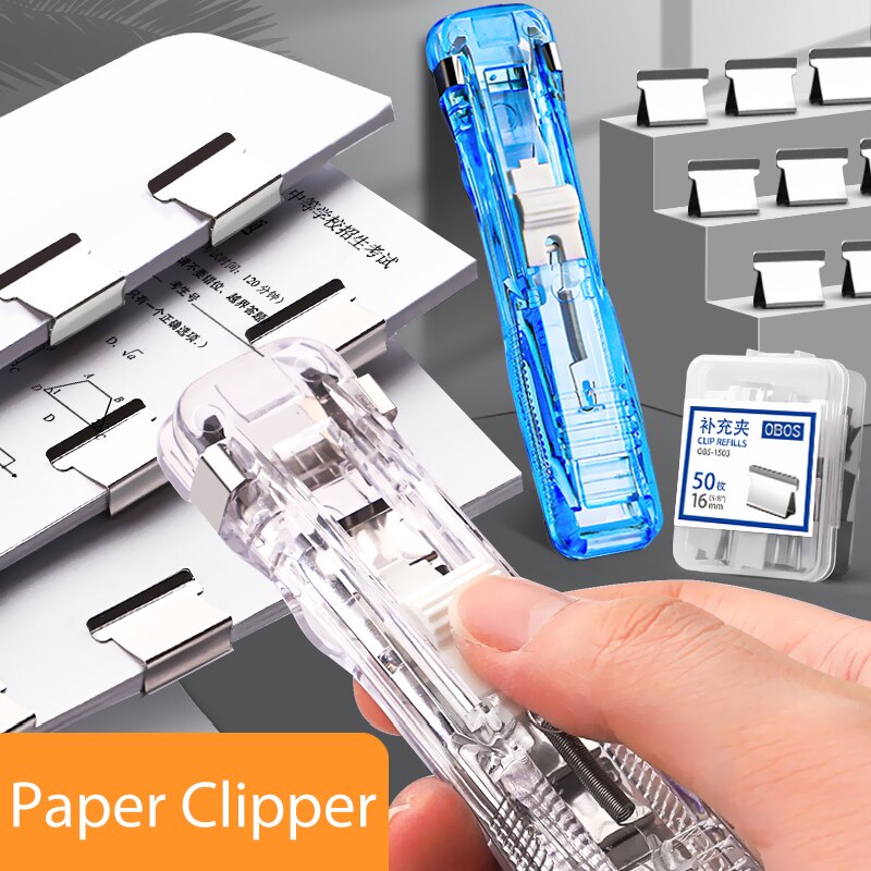 Mini Traceless Reusable Hand Clamp Push Stapler Paper Book File Office School Student Binder Binding Tools Supplies accessories - Hiccupzz