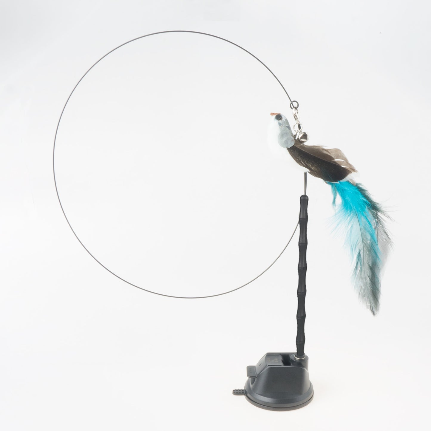 Handfree Bird/Feather Cat Wand with Bell Powerful Suction Cup Interactive Toys for Cats Kitten Hunting Exercise - Hiccupzz