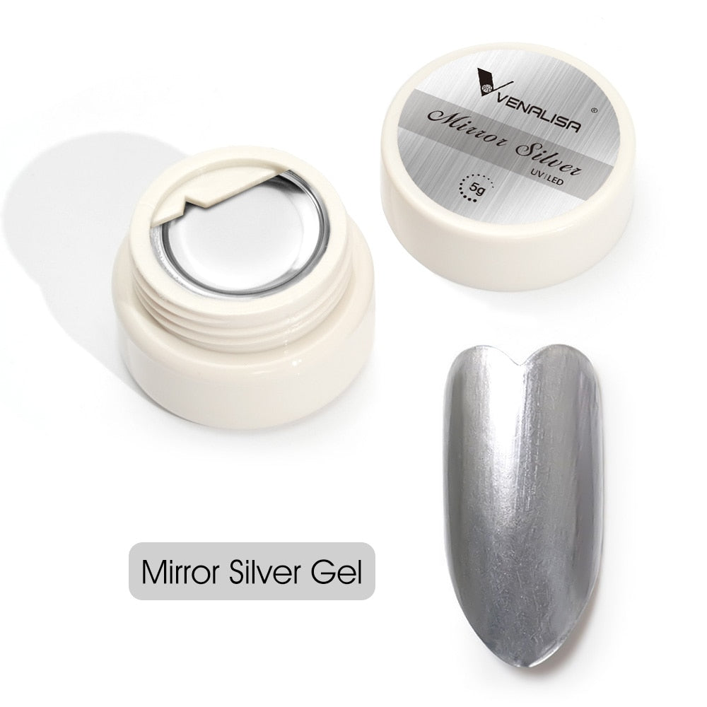 5ml New UV Metallic Gel Silver Gold Mirror Effect Reinforce Keep Nail C Arc UV Construction - Hiccupzz