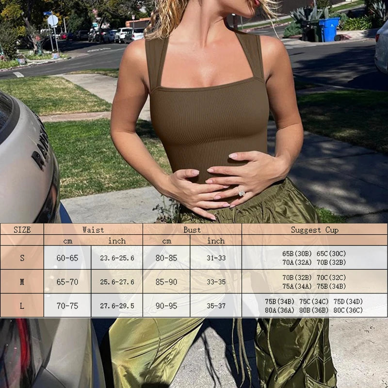 Women's Sexy Summer Square Collar High Waist Ultra Elastic Slim-Fit Thong Shapewear Jumpsuit - Hiccupzz