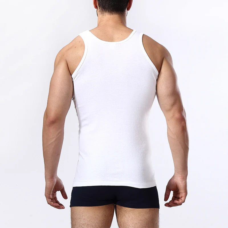 Men's Pure Cotton Fitted Vest - Summer Sleeveless Training T-Shirt - Hiccupzz