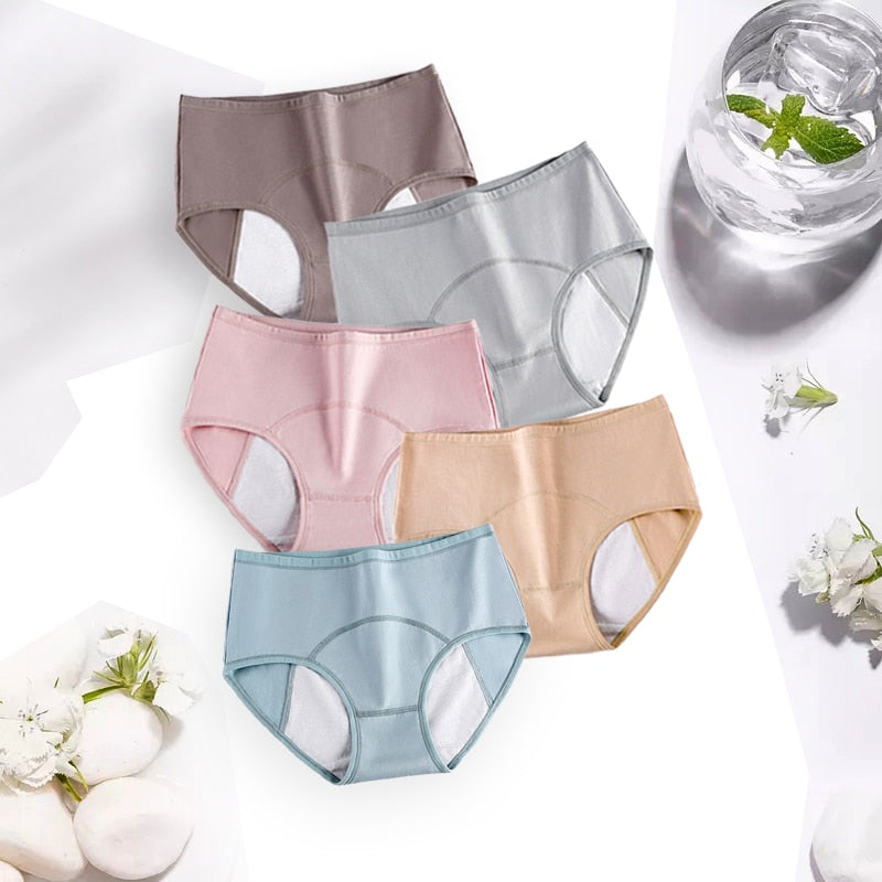 5 Pcs Women Period Panties Sexy Leak Proof  Menstrual Briefs  Woman Underwear Cotton Plus Size Panties - Hiccupzz
