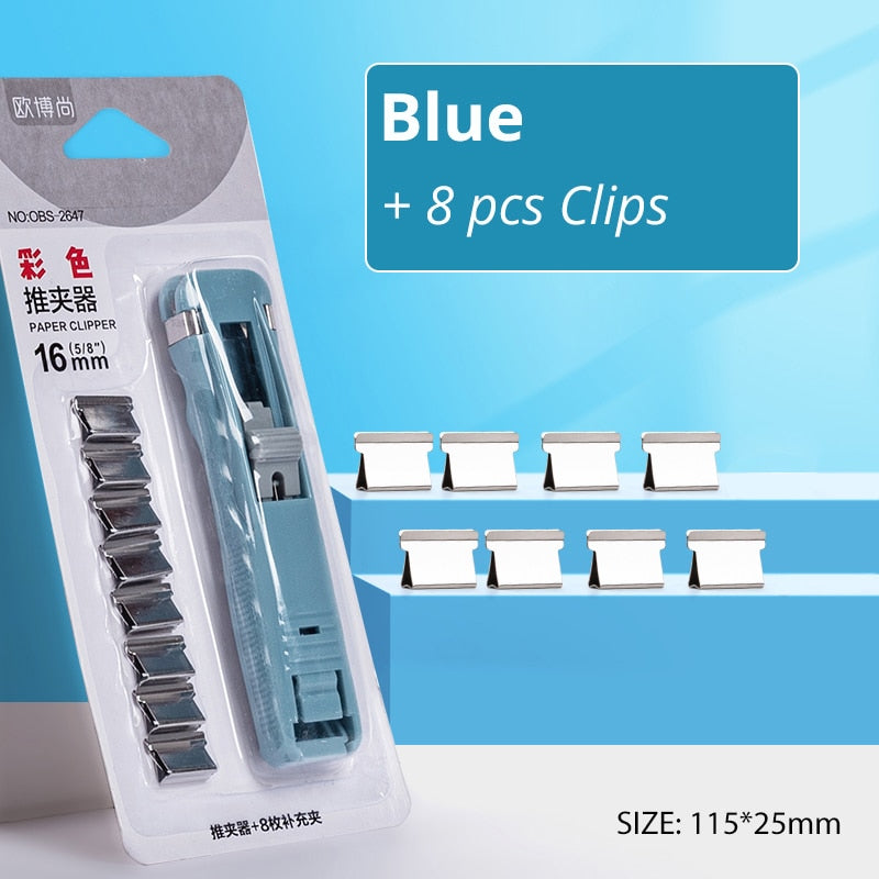 Mini Traceless Reusable Hand Clamp Push Stapler Paper Book File Office School Student Binder Binding Tools Supplies accessories - Hiccupzz