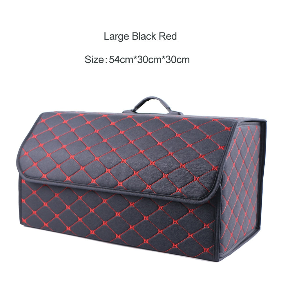 Car Trunk Organizer Box Large Capacity Auto Multiuse Tools Storage Bag Stowing Tidying Leather Folding For Emergency Storage Box - Hiccupzz