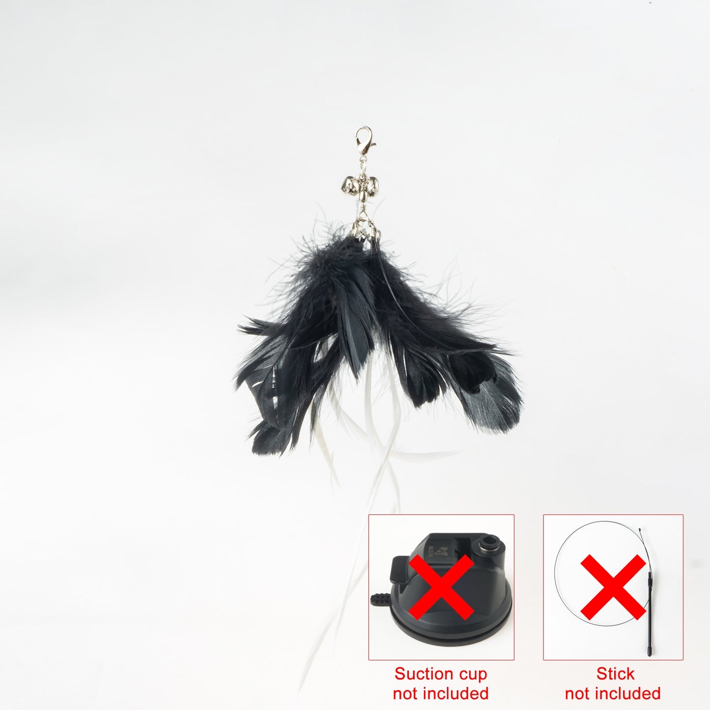 Handfree Bird/Feather Cat Wand with Bell Powerful Suction Cup Interactive Toys for Cats Kitten Hunting Exercise - Hiccupzz