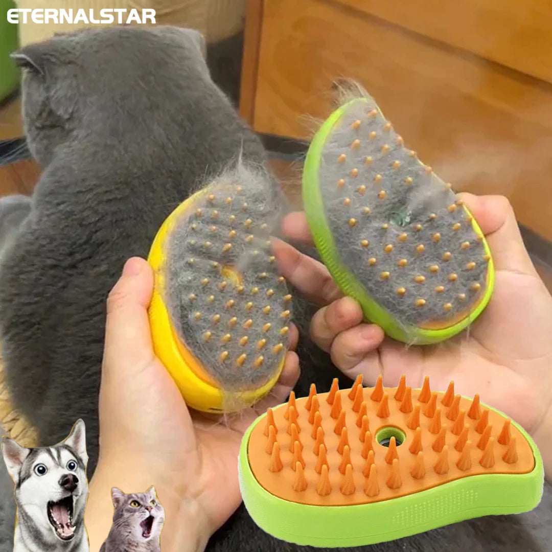 3-in-1 Electric Steamy Brush for Cats & Dogs – Steam Brush, Sprayer, and Massaging Pet Grooming Tool for Shedding - Hiccupzz